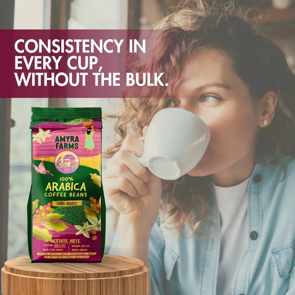 Speciality 100 % Arabica  Coffee Beans | Dark Roast 250  GM Whole Bean by Amyra