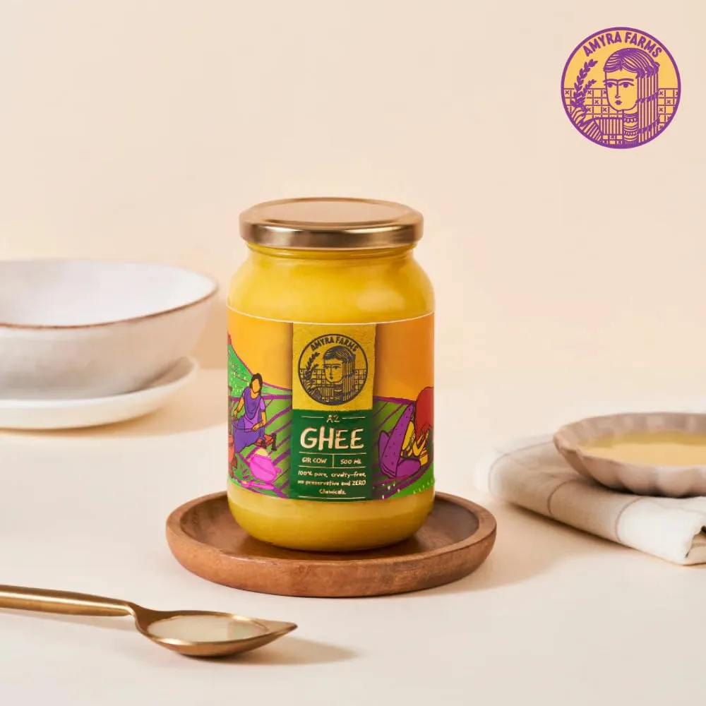 A2 Gir Cow Ghee Made From  Bilona Method by Amyra  Foods 500 ml
